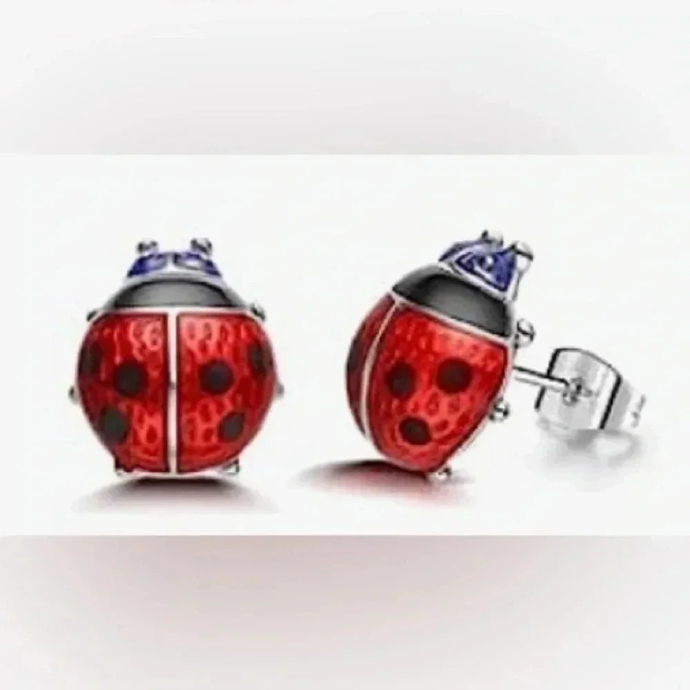 1 LEFT! HP! 🎉 Cute Mini Stainless Steel Ladybug Stud Earrings